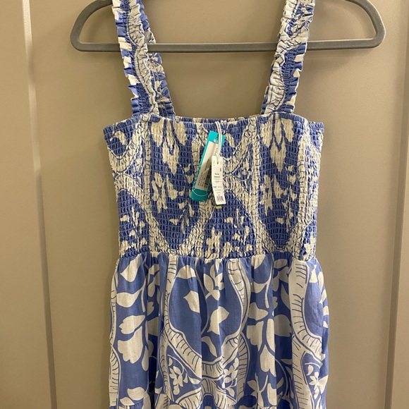 Marine Layer Smocked Top Gauze Dress Blue - Picture 3 of 3